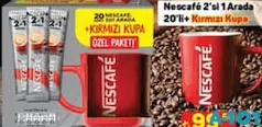 NESCAFE 2'Sİ 1 ARADA KAHVE 20'Lİ + KIRMIZI KUPA NESCAFE 2'Sİ 1 ARADA KAHVE 20'Lİ + KIRMIZI KUPA